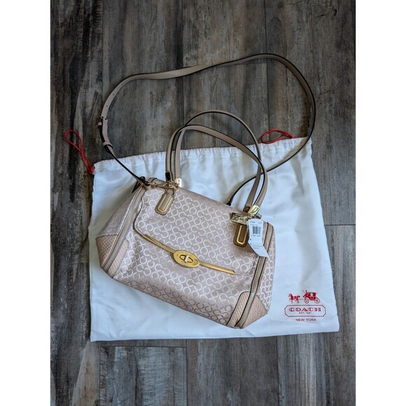 NWT COACH 27848 Madison OP Art Pearlescent Madeline East West Satchel Peach Rose - Picture 1 of 9